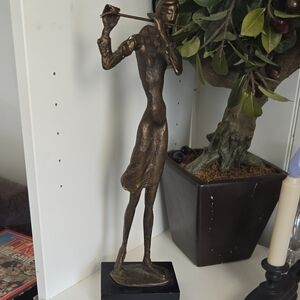 Bronze Flute Player Sculpture